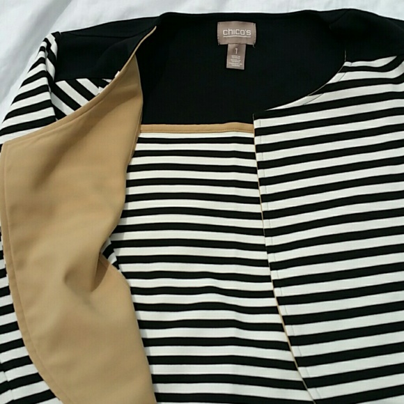 Chico's Black and White Striped Blazer - Picture 2 of 5